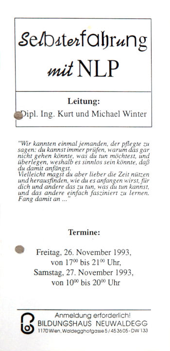 Systemisches NLP-Seminar des Team Winter im Jahr 1993